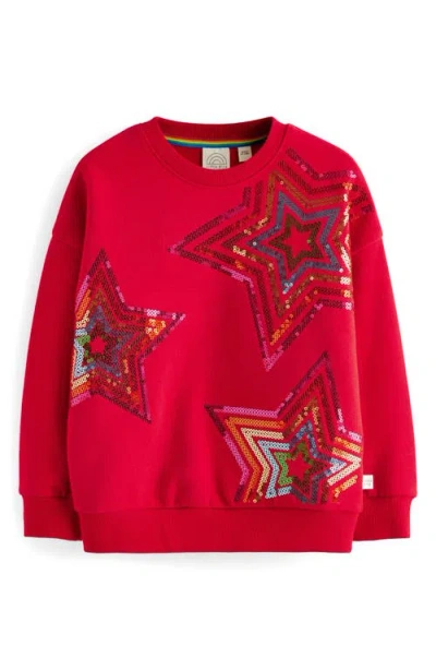 Little Bird Kids' Star Sequin Graphic Sweatshirt In Red