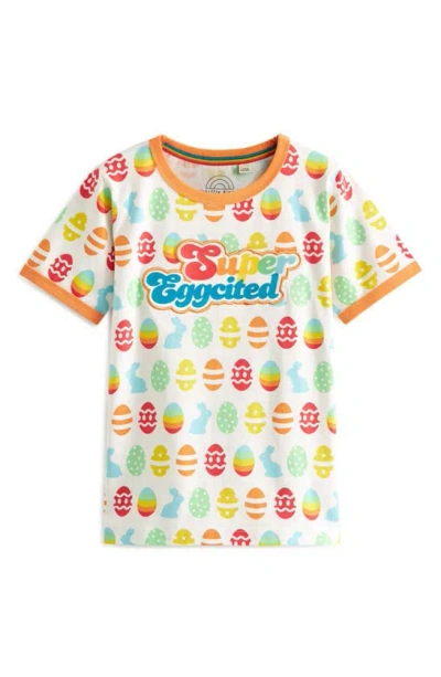 Little Bird Kids' Super Eggcited Cotton Graphic T-shirt In White Multi
