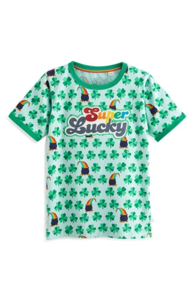 Little Bird Kids' Super Lucky Cotton Graphic T-shirt In Green