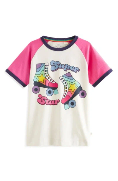 Little Bird Kids' Super Star Roller Skate Cotton Graphic T-shirt In Cream Multi