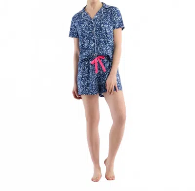 Little Blue House Everyday Short Pajama Set In Batik Flowers