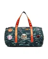 Little Chicken Camo Duffle Bag With Patches In Green