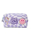 Little Chicken Checkered Patched Pouch In Light/pastel Purple