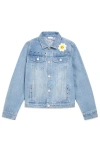 Little Chicken Girls' Jeweled Patched Denim Jacket, Little Kid, Big Kid In Light Denim