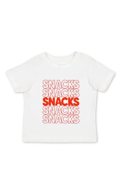 Little Chicken Kids' Snacks Graphic T-shirt In White And Red