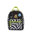 Little Chicken Patched Checkered Backpack In Black And White Checkered