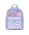 Little Chicken Patched Checkered Backpack In Lavender Checkered