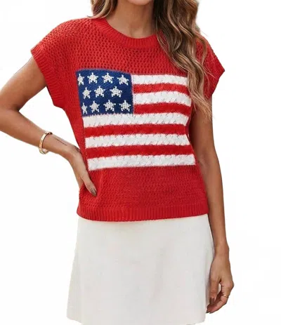 Little Daisy Closet American Flag Sweater Top In Red