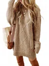 Little Daisy Closet Cable Knit Drop Shoulder Dress In Parchment In Brown