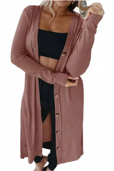 Little Daisy Closet Celeste Duster Cardigan In Mineral Red