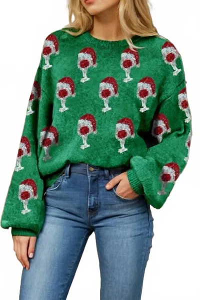 Little Daisy Closet Cheer For Christmas Casual Sweater In Dark Green