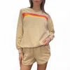 Little Daisy Closet Color Contrast Top And Short Set In Apricot