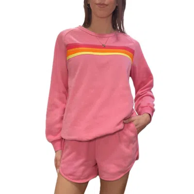 Little Daisy Closet Color Contrast Top And Short Set In Pink