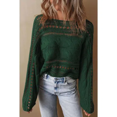 Little Daisy Closet Hunter Cable Knit Sweater In Green In Multi