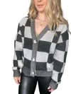 Little Daisy Closet Lainey Checkered Cardigan In Black In Black