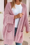 Little Daisy Closet Oversized Fold Over Sleeve Open Front Cardigan In Pink In Pink