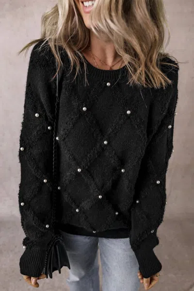 Little Daisy Closet Pearl Sweater In Black