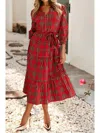 Little Daisy Closet Plaid Tie Waist Ruffle Hem Midi Dress In Red In Red