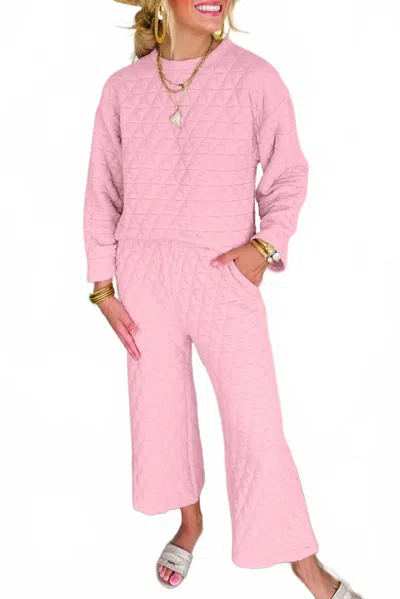 Little Daisy Closet Quilted Pullover And Pants In Pink