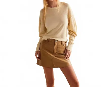 Little Daisy Closet Ribbed Knit Patchwork Pullover In Beige In Neutral