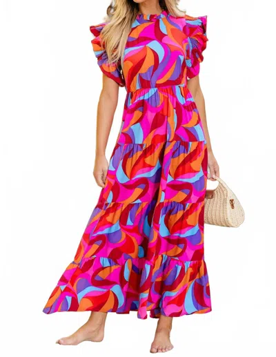 Little Daisy Closet Ruffle Maxi Dress In Purple Mix In Multi