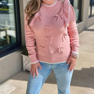 Little Daisy Closet Ruffled Bow Sweater In Pink