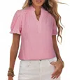 Little Daisy Closet Sarah Stripe Short Sleeve Blouse In Pink In Pink