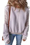 Little Daisy Closet Solid Cut-out Pullover Sweatshirt In Orchid Petal In Multi