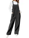 Little Daisy Closet Solid Pocketed Loose Fit Corduroy Overall In Black In Black