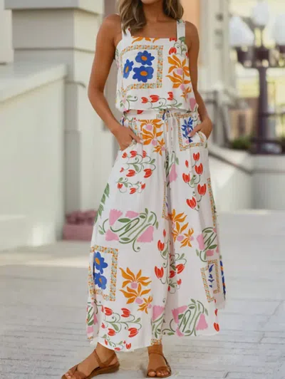 Little Daisy Closet Square Neck Tank And Wide Leg Pants Set In White
