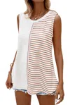 Little Daisy Closet Stripe Colorblock Tank Top In Red/white In Multi