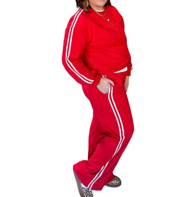 Little Daisy Closet Striped Crewneck And Sweatpant Set In Red