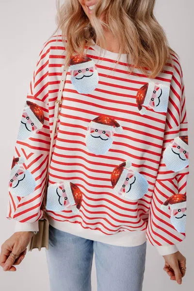 Little Daisy Closet Striped Santa Pullover In Orange Stripe