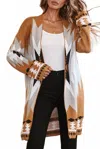 Little Daisy Closet Western Graphic Open-front Cardigan In Gold In Gold