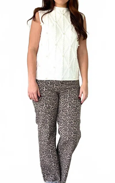 Little Daisy Closet Wild Streak Wide-leg Jeans In Leopard Print In Animal Print