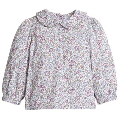 Little English Girls Ruffled Peter Pan Blouse In Margaux Floral In Multi