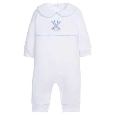 Little English Kid's Crochet Playsuit In White / Ski