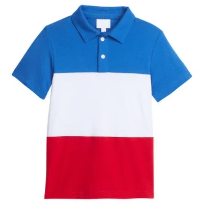 Little English Kids Color Block Short Sleeve Polo In Blue