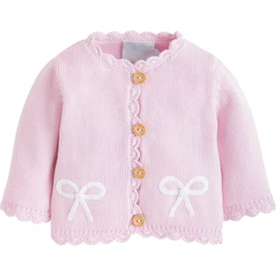 Little English Kids' Crochet Cardigan In Pink Bow