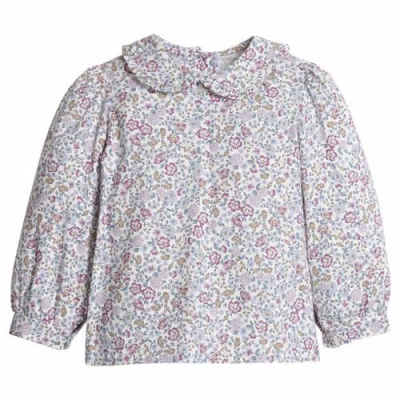 Little English Babies'  Kids' Floral Ruffled Peter Pan Blouse In Neutral