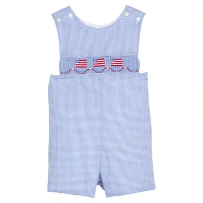 Little English Kids' Gingham Smocked Shortall In Blue