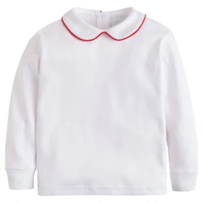 Little English Kids' Long Sleeve Piped Peter Pan Shirt In Red