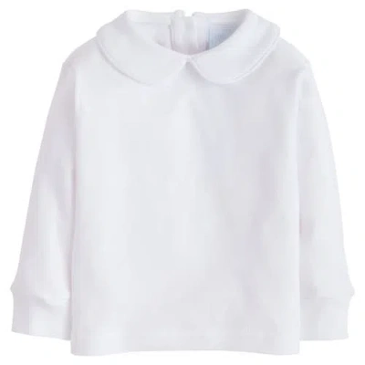 Little English Babies'  Kids' Long Sleeve Piped Peter Pan Shirt In White