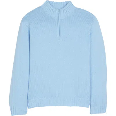 Little English Kids' Quarter Zip Sweater In Light Blue