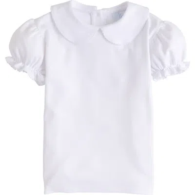Little English Babies'  Kids' Short Sleeve Peter Pan Blouse In White
