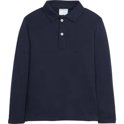 Little English Kids' Solid Long Sleeve Polo In Black