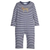 Little English Babies'  Long Sleeve Applique Romper In Blue