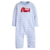 Little English Long Sleeve Applique Romper In Blue