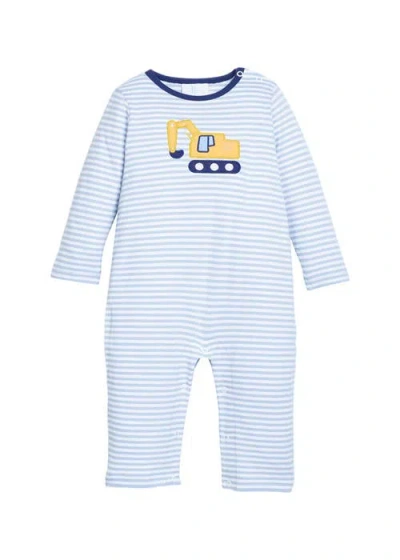 Little English Babies'  Long Sleeve Applique Romper In Blue