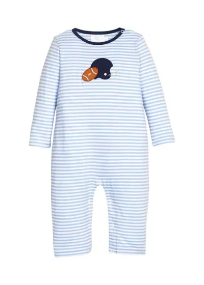 Little English Babies'  Long Sleeve Applique Romper In Blue